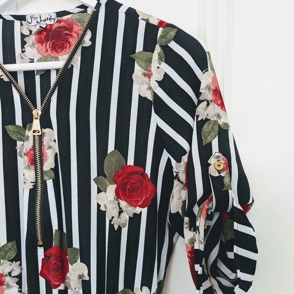 Rose print cinched waist shirt dress - Picture 2 of 4